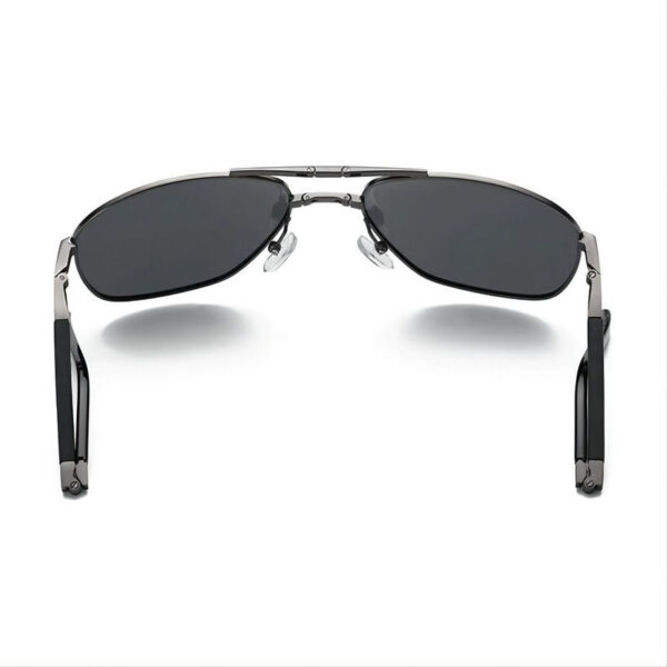 Polarized Folding Pilot Sunglasses Black Metal Foldable Frame