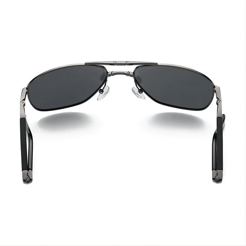 Polarized Folding Pilot Sunglasses Black Metal Foldable Frame