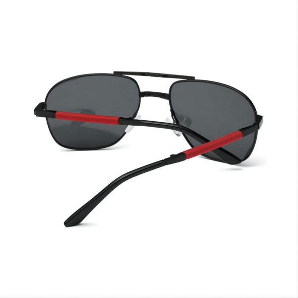 Polarized Folding Pilot Sunglasses Black Metal/Grey