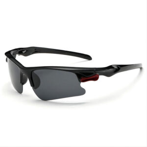 Polarized Half-Frame Cycling Sport Sunglasses Wrap Frame Black/Grey
