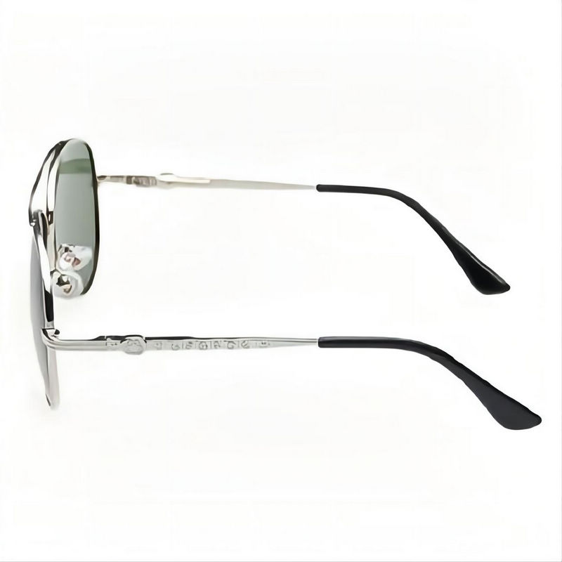 Polarized Kids Pilot Sunglasses Metal Frame Double-Bridge Silver-Tone