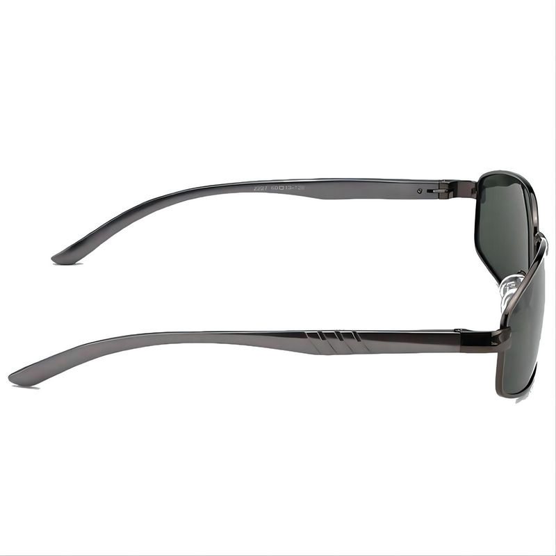 Polarized Men's Rectangle Sunglasses Gun Grey Metal Frame
