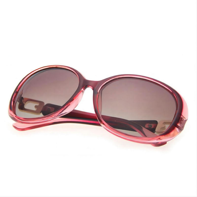 Polarized Oval-Shaped Women's Sunglasses Burgundy Crystal Frame