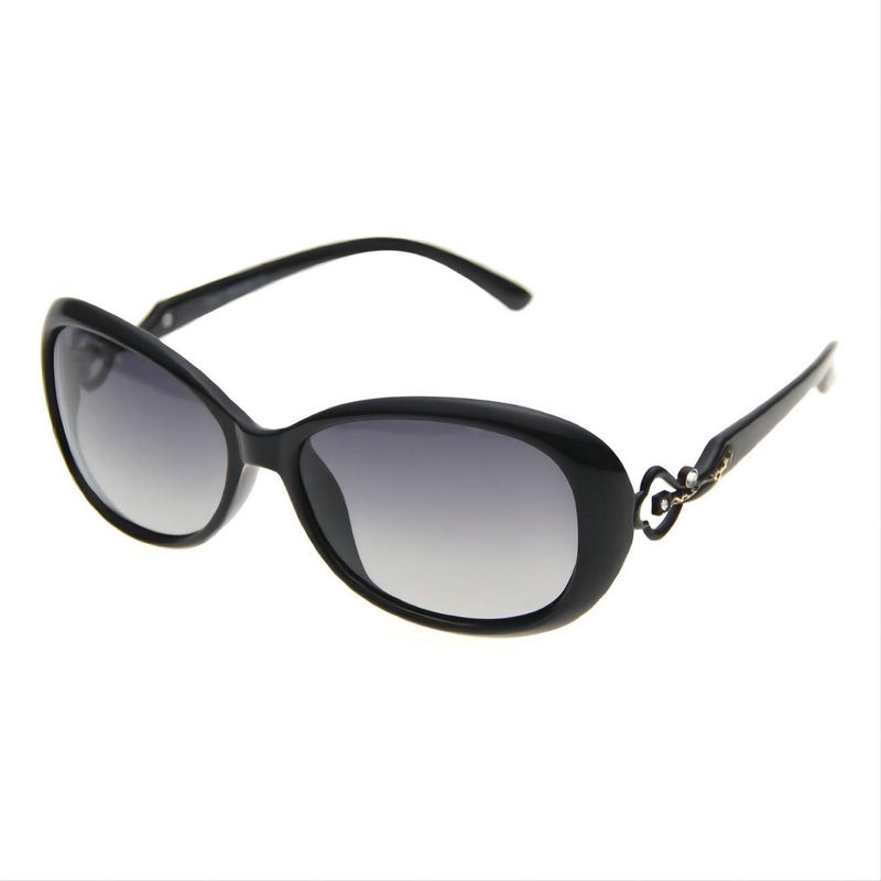 Polarized Oval-Shaped Women's Sunglasses Small Size Black Frame