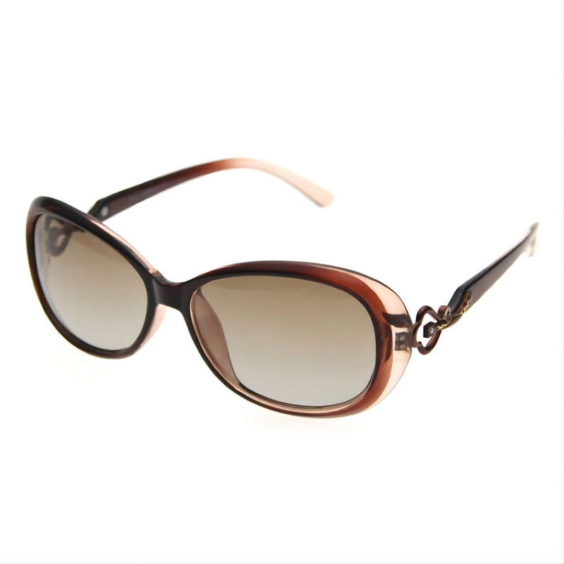 Polarized Oval-Shaped Women's Sunglasses Small Size Frame Brown Lens