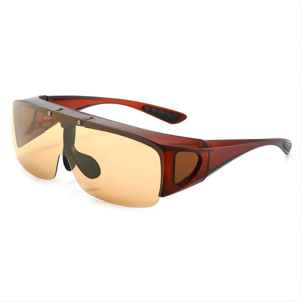 Polarized Photochromic Flip-Up Fitover Sunglasses Wrap Frame Brown/Brown