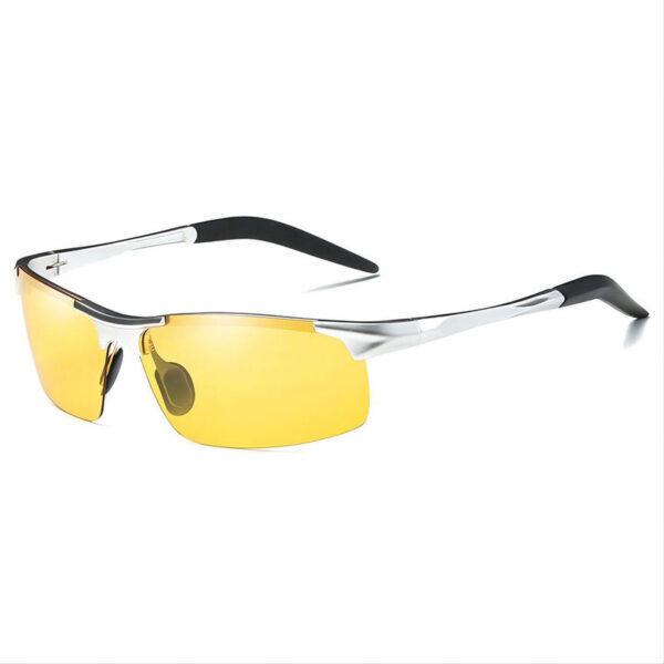 Polarized Rimless Photochromic Day&Night Driving Glasses Silver/Yellow
