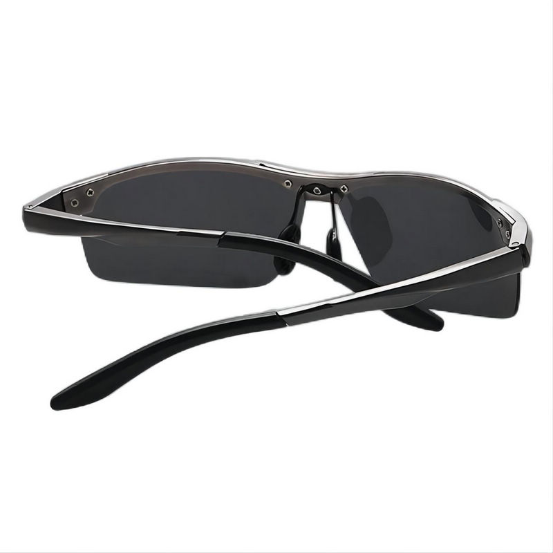 Polarized Rimless Sport Sunglasses Aluminum Arms Gun Grey (Fishing / Driving)