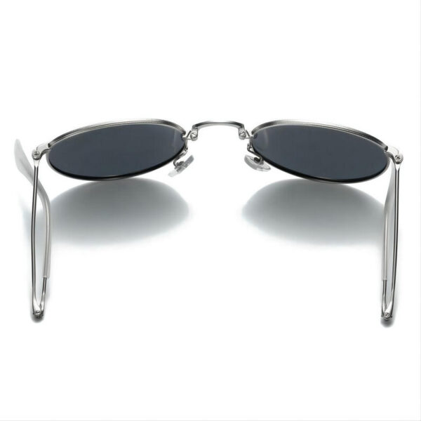 Polarized Round-Wire Folding Sunglasses Silver Metal Frame
