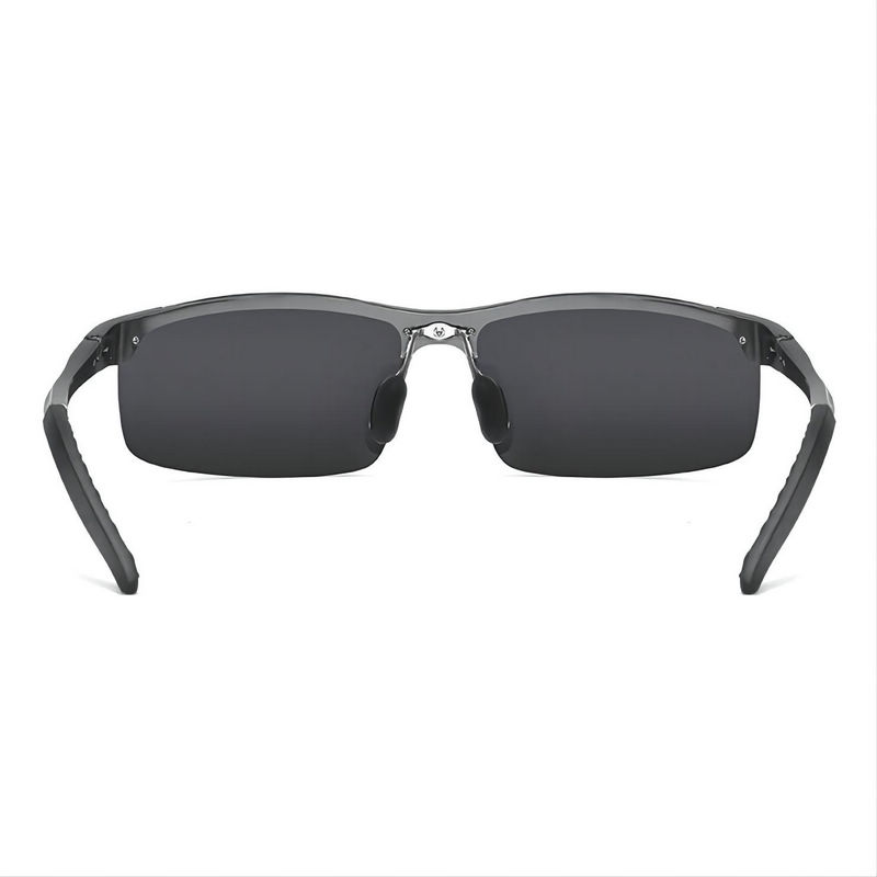 Polarized Sport Driving Sunglasses Semi-Rimless Aluminum Frame Gun Grey/Gray