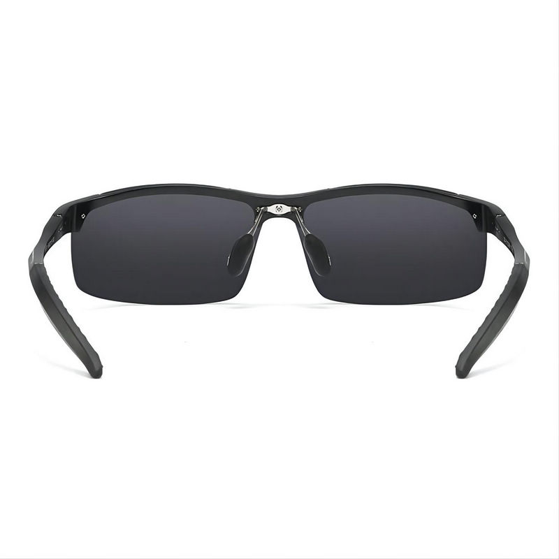 Polarized Sport Driving Sunglasses Semi-Rimless Aluminum Frame TAC Grey Lens