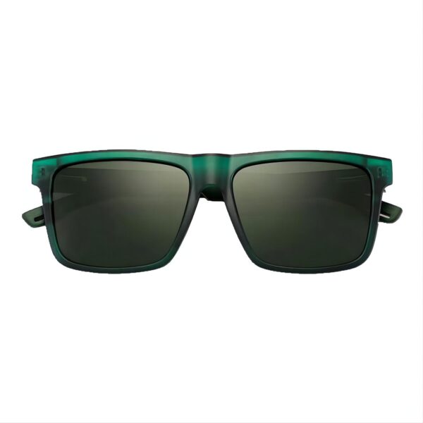 Polarized Square Wood Temples Sunglasses Green Acetate Frame