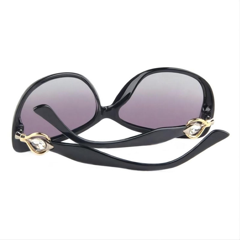 Polarized Womens Driving Sunglasses Diamond Embellished Arms Black Frame