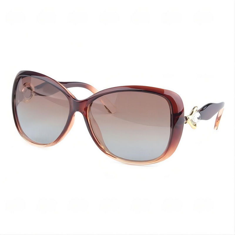 Polarized Womens Driving Sunglasses Diamond Embellished Arms Brown