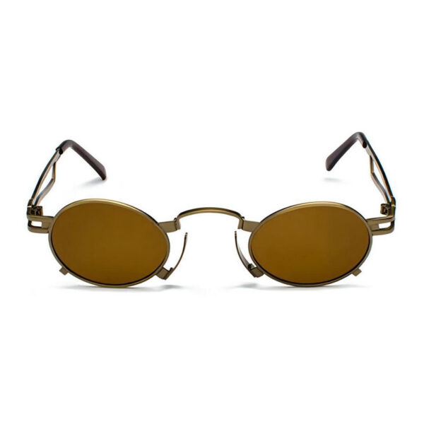 Punk-Style Small Metal-Frame Oval Sunglasses Bronze/Brown