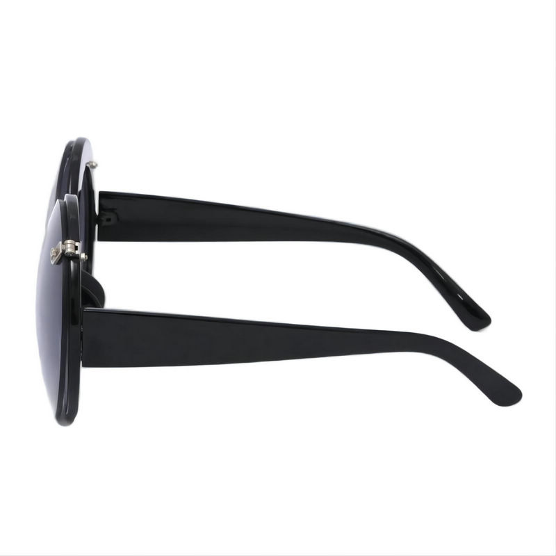Retro Funny Round Shade Flip-Up Sunglasses Black Acetate