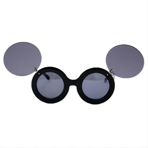 Retro Funny Round Shade Flip-Up Sunglasses Black/Grey