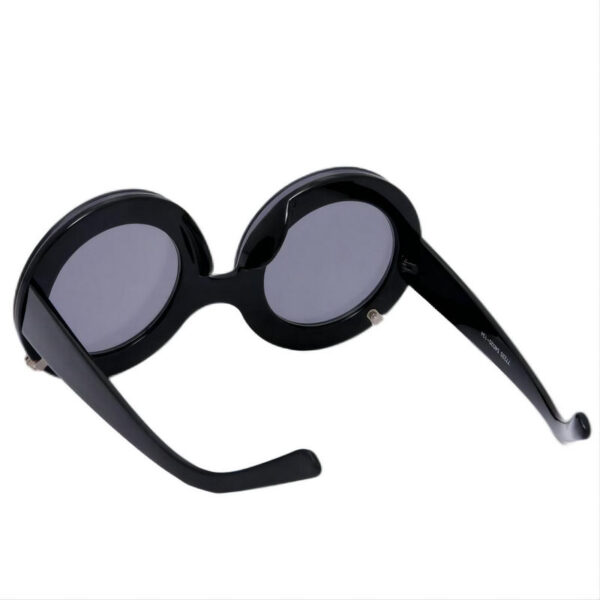 Retro Funny Round Shade Flip-Up Sunglasses Black/Grey Lens