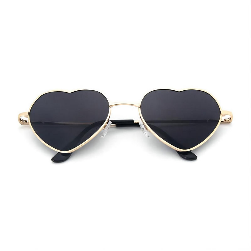 Retro Heart-Shaped Sunglasses Gold-Tone/Grey