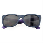 Retro Square Kids Sunglasses Navy Purple Frame Grey Lens