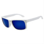 Retro Square Polarized Sunglasses Plastic Polished White Frame 55mm Lens