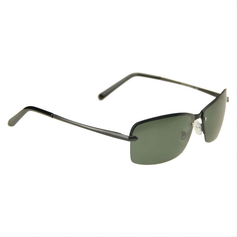 Rimless Polarized Mens Sunglasses Alloy Arms Anti-Glare Green Lens