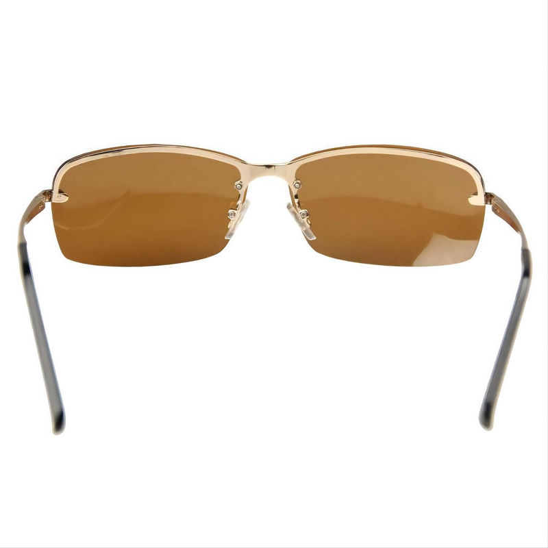 Rimless Polarized Mens Sunglasses Gold-Tone Alloy Arms