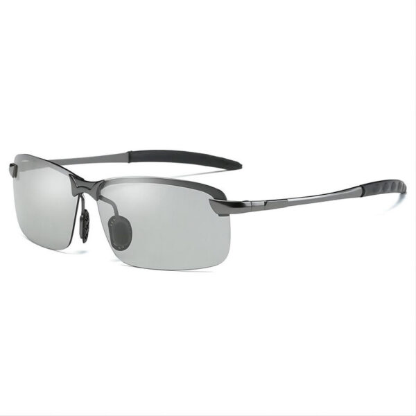Rimless Polarized Photochromic Sunglasses Gun Grey Metal Temples