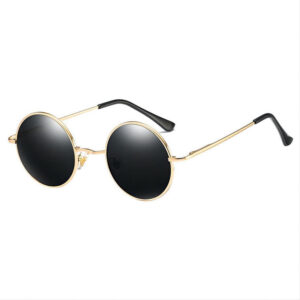 Small Lennon Round Sunglasses Gold Metal Frame Polarized Gray Lens