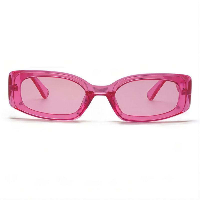 Small Square Women's Sunglasses Acetate Frame Transparent Rose Red