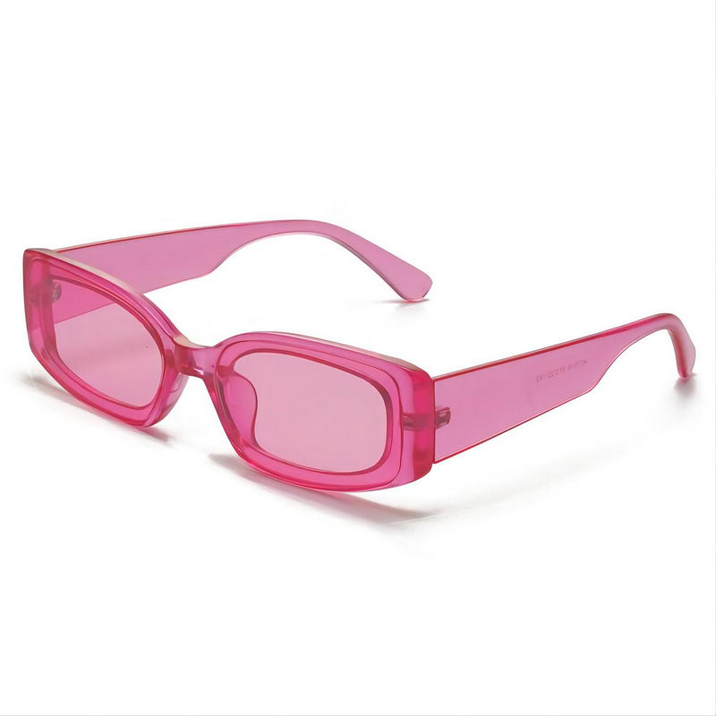 Small Square Women's Sunglasses Rose Red Acetate Frame