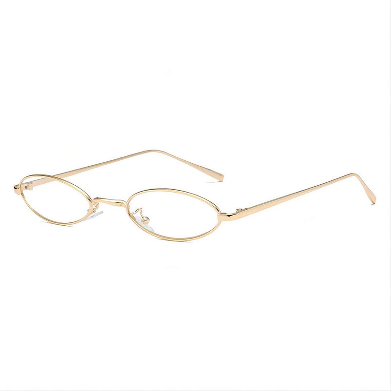 Small Wire-Rimmed Oval-Shaped Plain Glasses Gold-Tone/Clear