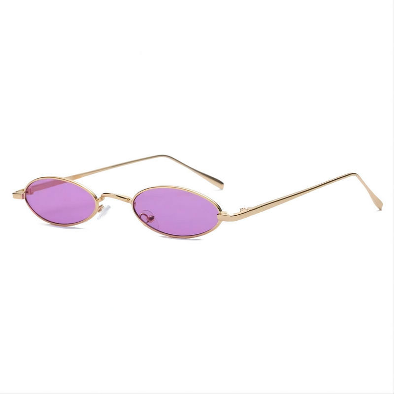 Small Wire-Rimmed Oval-Shaped Sunglasses Gold-Tone/Purple