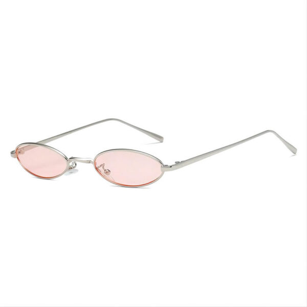 Small Wire-Rimmed Oval-Shaped Sunglasses Silver-Tone/Transparent Pink