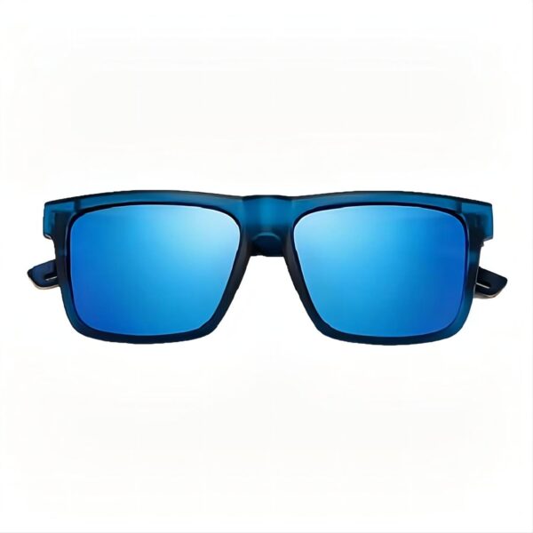 Square Wood Temples Sunglasses Blue Acetate/Ice Blue
