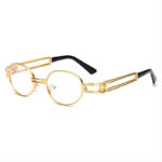 Steampunk Dual Temples Oval Glasses Gold-Tone Metal Frame/Clear Lens