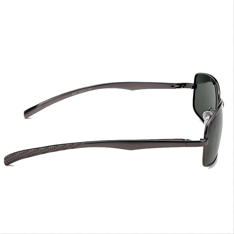 Vintage Polarized Rectangle Sunglasses Gun Grey/Green