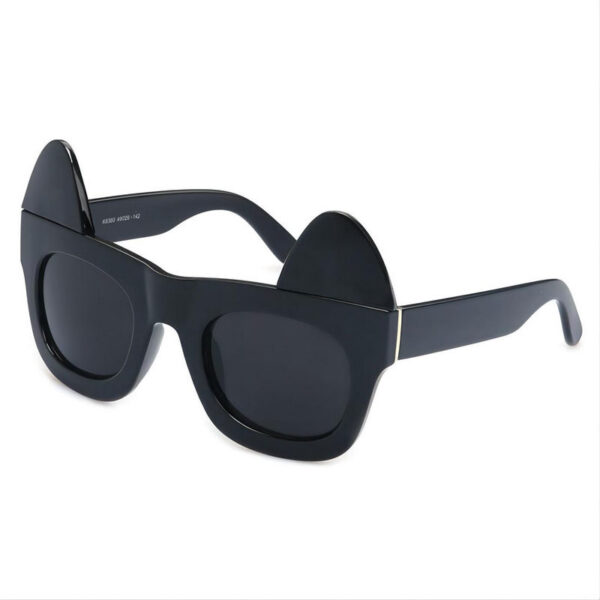 All Black Detachable Cat-Ears Square Sunglasses Acetate Frame