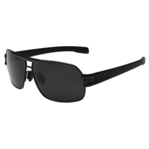 All Black Polarized Square Pilot Driving Sunglasses Metal Frame Coated Lens