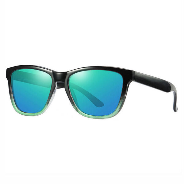 Black Fade Acetate Square-Frame Polarized Sunglasses Mirrored Green