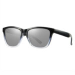 Black Fade Acetate Square-Frame Polarized Sunglasses Mirrored White