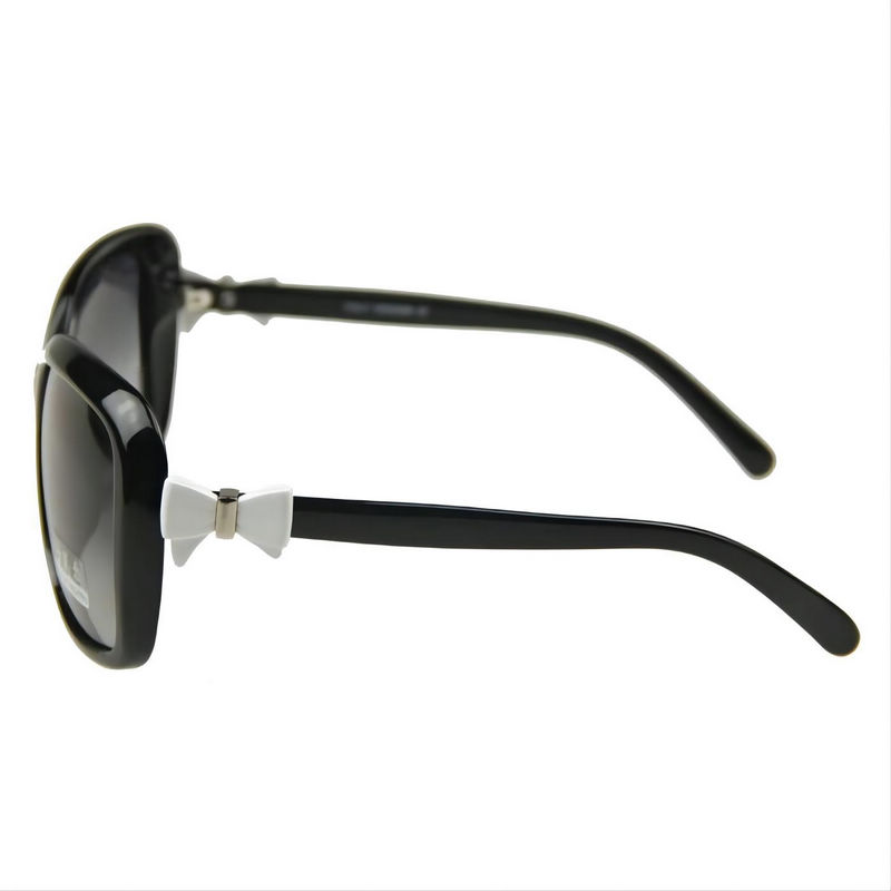 Black Plastic Frame Grey Lens Butterfly Knot Polarized Sunglasses For Women