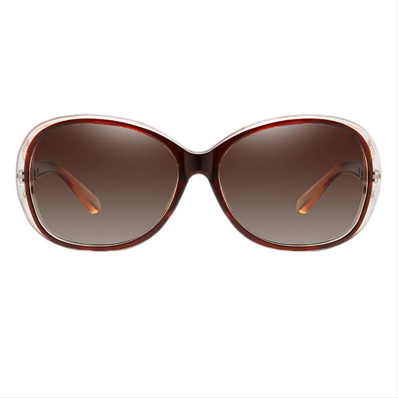 Brown Chain-Link Polarized Driving Sunglasses For Women