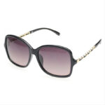 Chain Detail Polarized Sunglasses Black Square Frame For Women