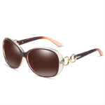 Chain-Link Polarized Driving Sunglasses Brown Frame For Women