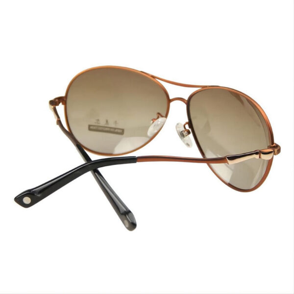 Classic Polarized Pilot Sunglasses Bowknot Detail Metal Frame Coffee