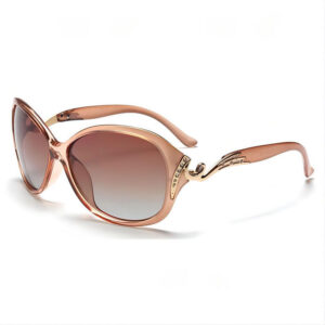 Crystals-Embellished Oversize Polarized Sunglasses Champagne Acetate Frame