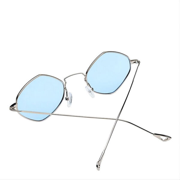 Diamond Phombus Geometric Sunglasses Metallic Frame Tinted Blue Lens