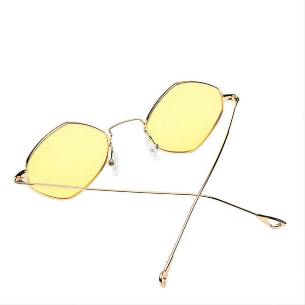 Diamond Phombus Geometric Sunglasses Metallic Frame Tinted Yellow Lens