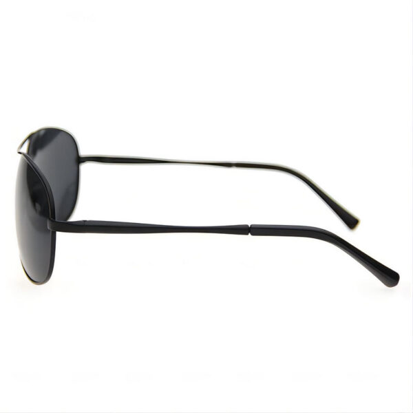 Double-Bridge Metal Pilot Sunglasses Black/Polarized Grey